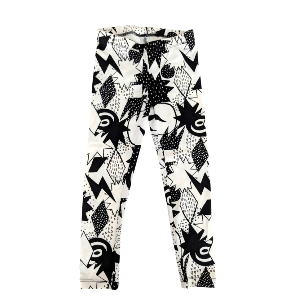 NWOT Cat & Jack Cotton Girls Leggings WHITE & BLACK Pattern Size S 6x
